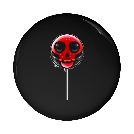 Red Skull Lollipop Trick Or Treat Halloween Pin Buttons