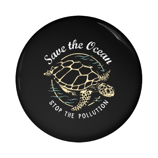 Save The Ocean Stop The Pollution Turtle Pin Buttons