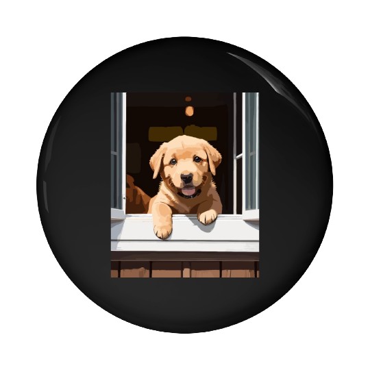 Puppy LaB - Labrador Puppy At The Window Pin Buttons