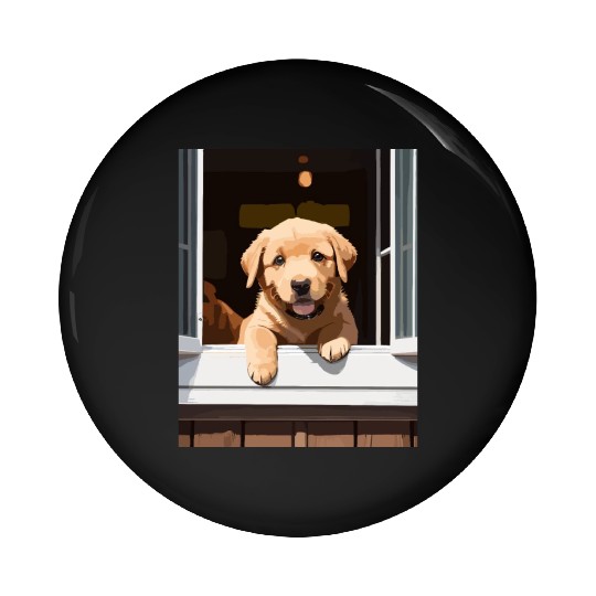 Puppy LaB - Labrador Puppy At The Window Pin Buttons