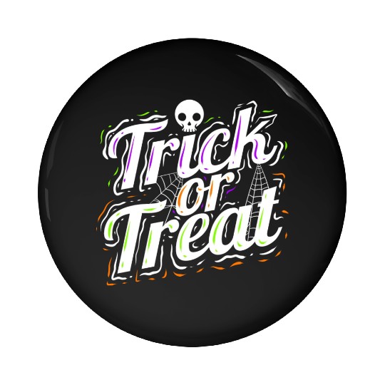 Trick Or Treat Spiderweb Halloween Pin Buttons