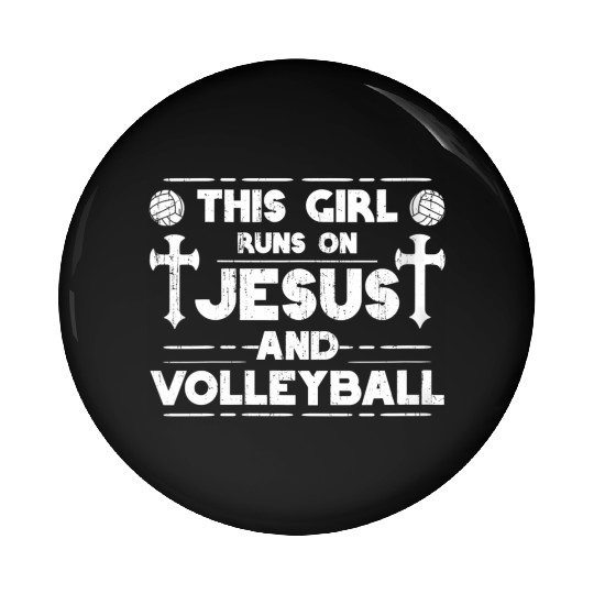 Runs On Jesus And Volleyball Pin Buttons