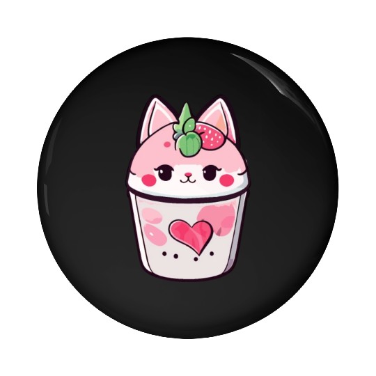 Cat Strawberry Milk Shake Kawaii Pin Buttons