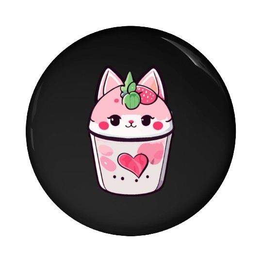 Cat Strawberry Milk Shake Kawaii Pin Buttons