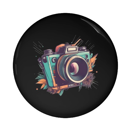 Tropical colors camera Pin Buttons