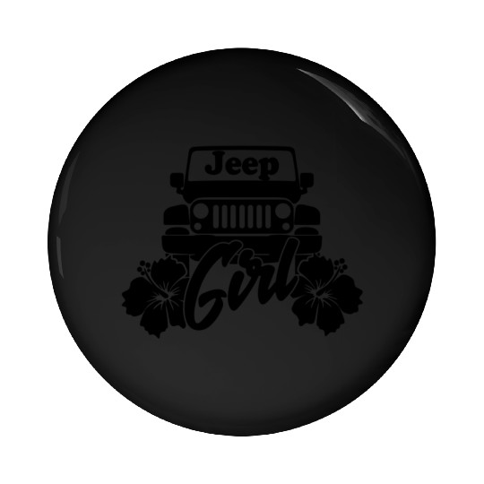 Jeep Girl Flower - Black Pin Buttons