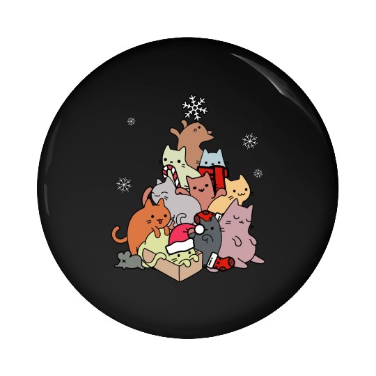 Winter Cat Mountain Or Tree Pin Buttons