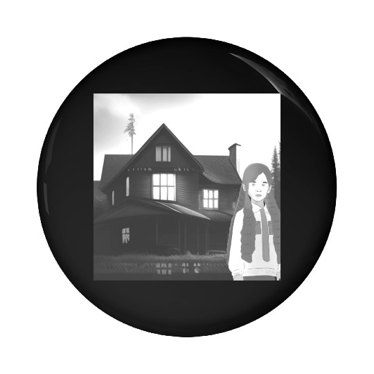Is a haunted house??? (Black and white version) Pin Buttons