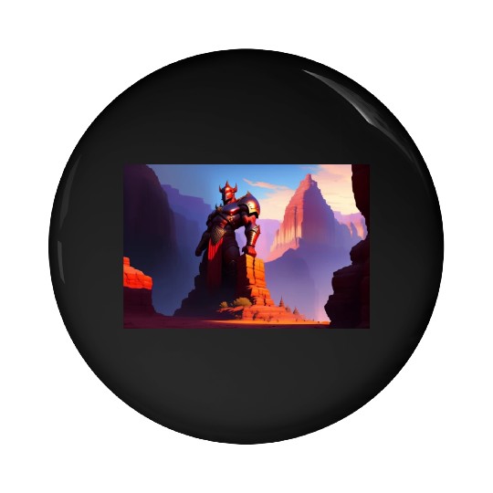 Khorne statue in the depths of the grand canyon Pin Buttons