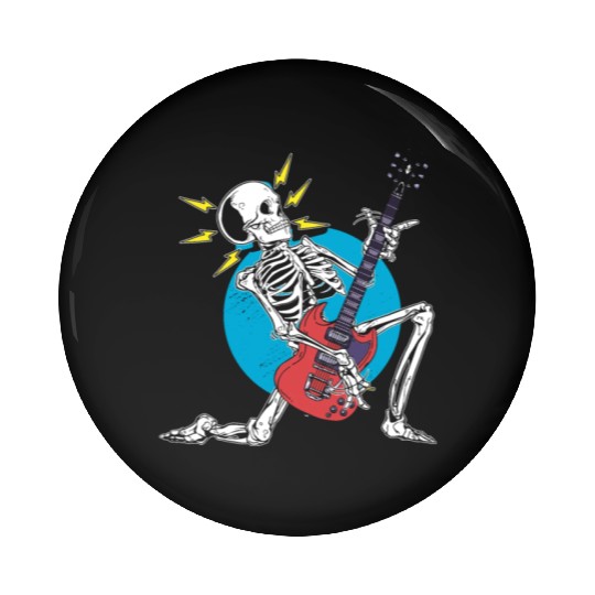 Skeleton Music Lover Guitarist Musician Halloween Pin Buttons