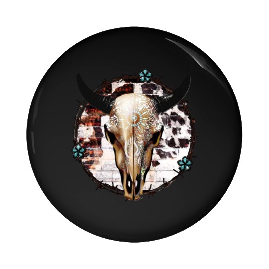 Bull Skull Western Pin Buttons