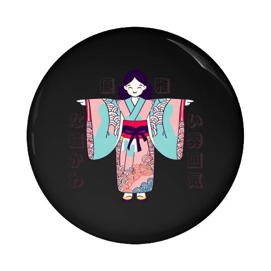 Kimono Kawaii Adorable Pin Buttons