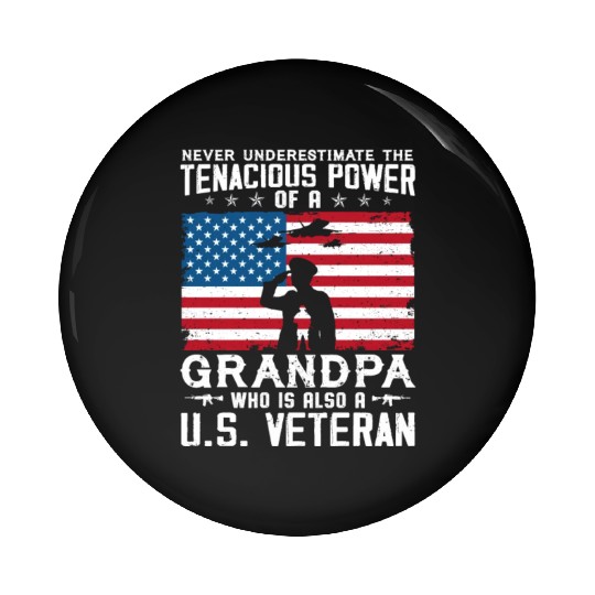 US Army Veteran Grandpa Pin Buttons