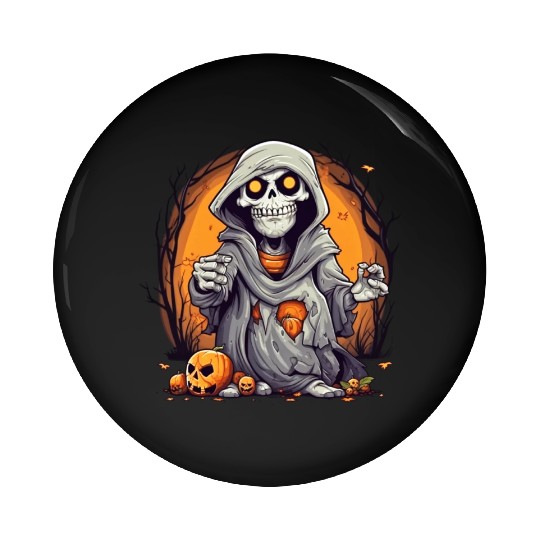 Eerie Halloween Ghoul Art, Spooky Season Delight 5 Pin Buttons