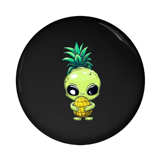 Alien with Pineapple Hair Pin Buttons