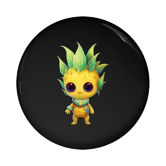 Alien Pineapple Fusion: Punk Hairstyle Pin Buttons