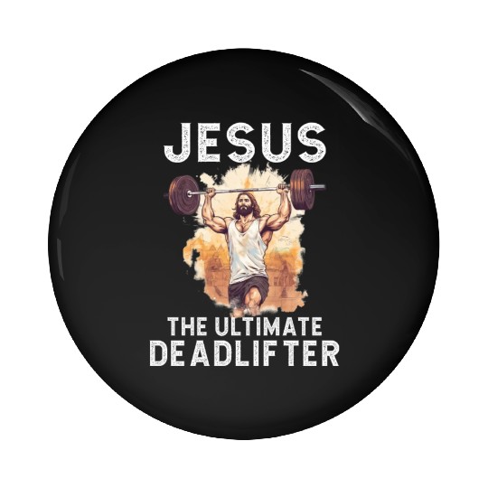 Jesus The Ultimate Deadlifted Retro Jesus Pin Buttons