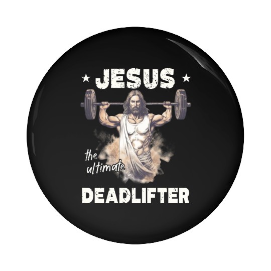 Jesus The Ultimate Deadlifted Retro Jesus Pin Buttons