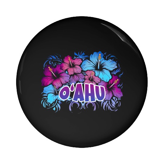 Oahu Hawaii Hibiscus Flower - Tropical Island Beau Pin Buttons