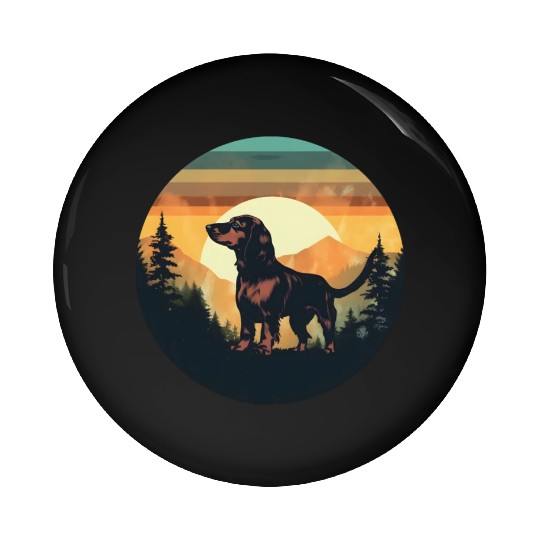 Sunset Serenity: Vintage Dachshund Silhouette Pin Buttons
