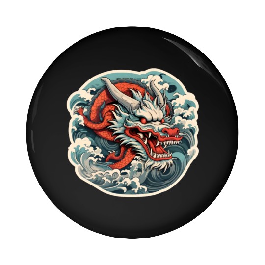 Japanese Dragon Pin Buttons