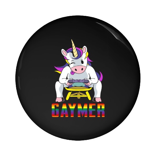 LGBTQ Gaymer Gamer Gay Rainbow Unicorn Pin Buttons
