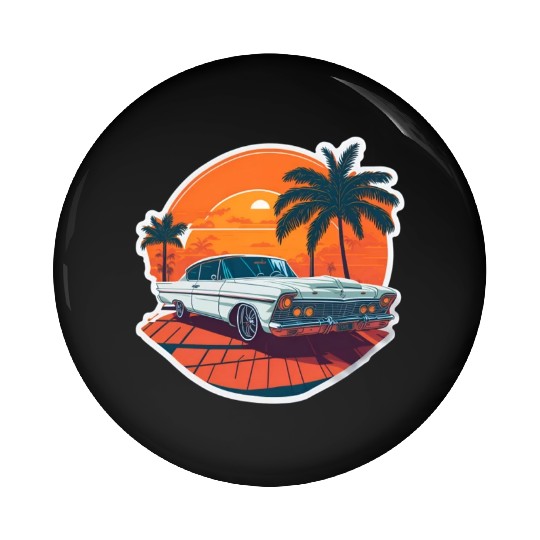 Classic Car Charm: Miami Street Nostalgia Pin Buttons