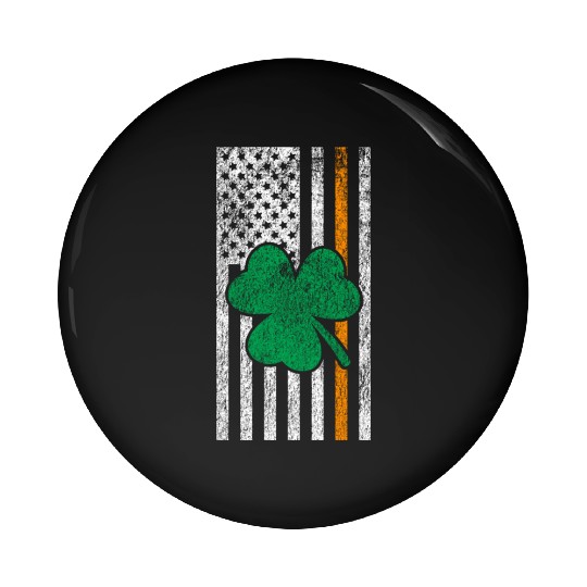 Vintage Irish Lucky Shamrock American Flag St Pin Buttons