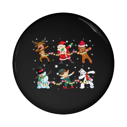 Funny Dabbing Santa And Friends Pin Buttons Christmas