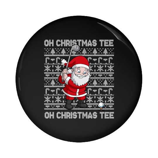 Golf Oh Christmas Pin Buttons Santa Claus Golfer Golfing T