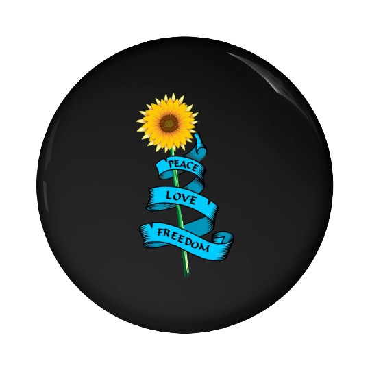 Sunflower Peace love freedom Pin Buttons