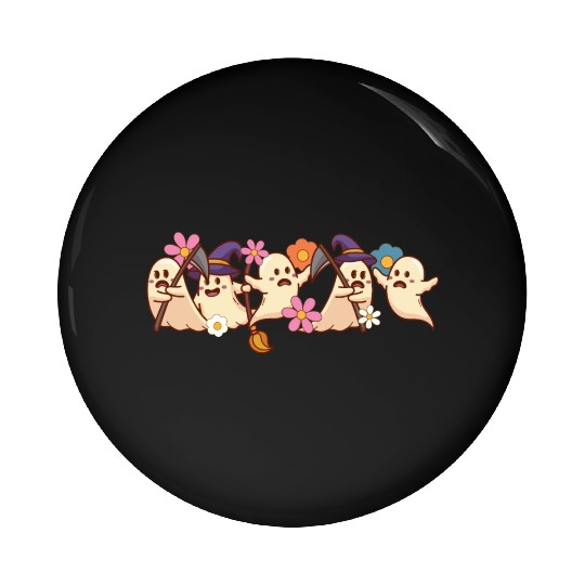 Halloween Spooky Season Boo Ghost Witch Grim Pin Buttons