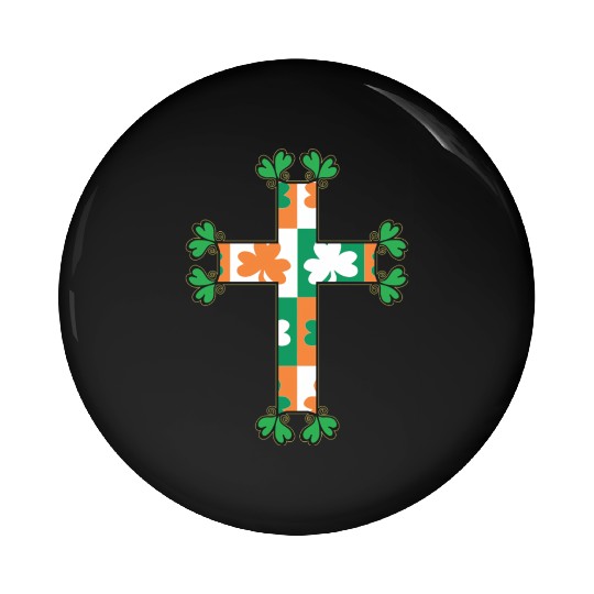 Heart Of The Irish Cross With Clovers Ireland Pin Buttons