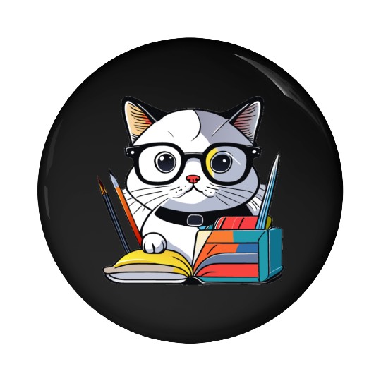 Back to school cat Pin Buttons