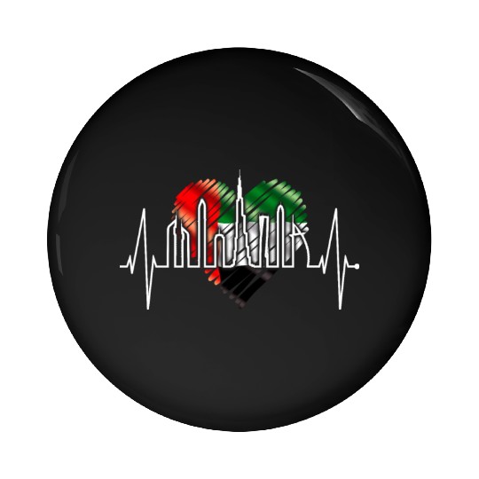 Dubai Skyline Heartbeat Burj Khalifa Love UAE Flag Pin Buttons