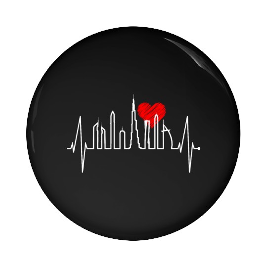 Dubai Skyline Heartbeat Burj Khalifa Silhouette Pin Buttons