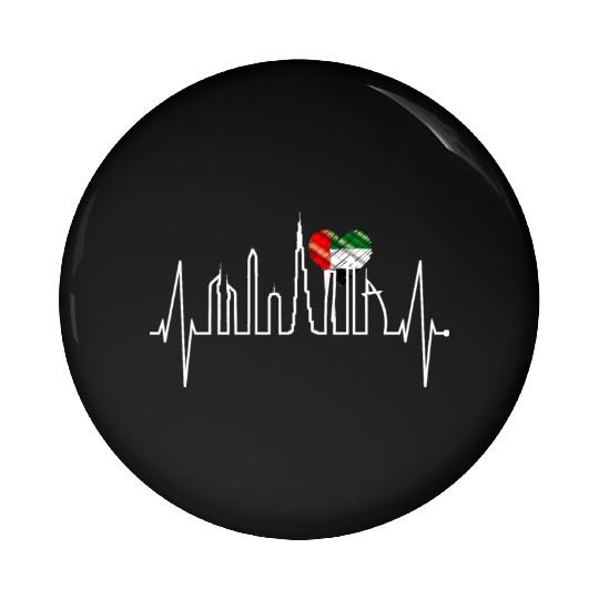 Dubai Skyline Heartbeat Burj Khalifa Love UAE Flag Pin Buttons