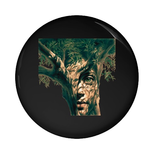 Olive tree and face Pin Buttons