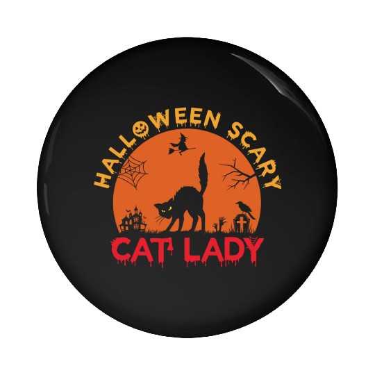 Helloween Scary Cat Lady Pin Buttons