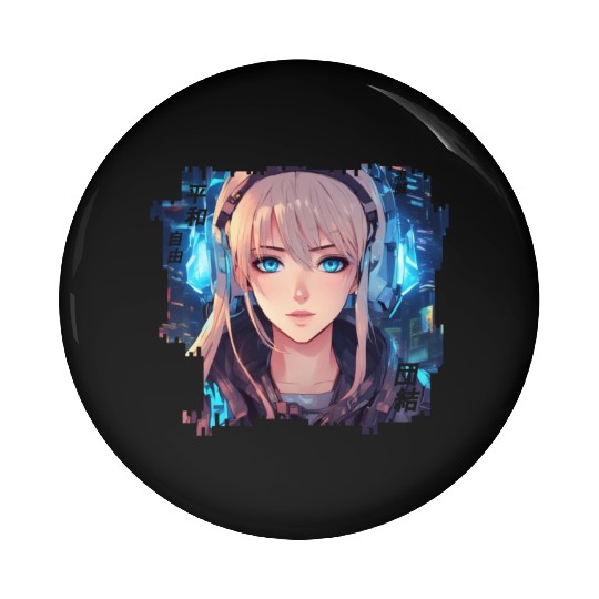 Aria Vox // Cyberpunk Girl Pin Buttons