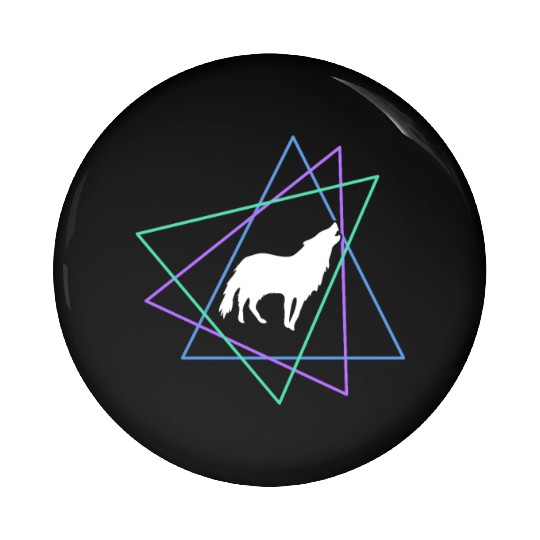 Geometric Howling Wolf Pin Buttons