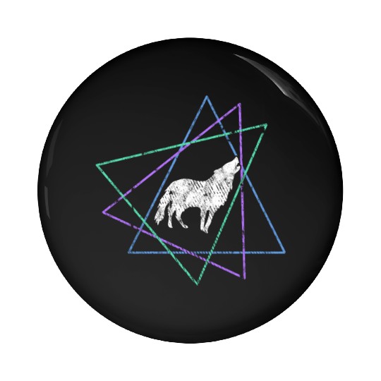 Geometric Howling Wolf Pin Buttons