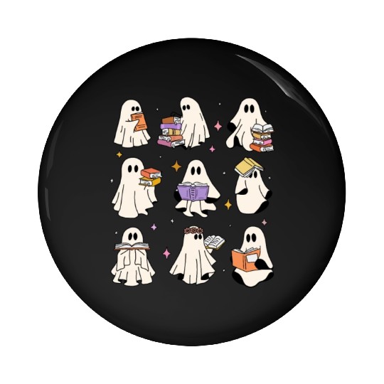 Teacher Halloween Ghost Read Books Reading Teacher Pin Buttons