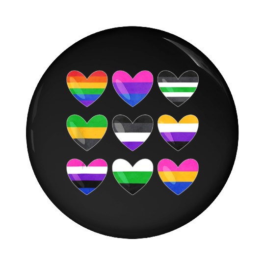 Lesbian And Gay Flag LGBTQ LGBT Rainbow Heart Pin Buttons