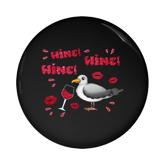 Wine Seagull Bird Lover Shorebird Seagulls Pin Buttons