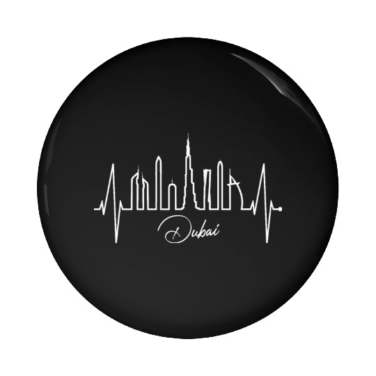 Dubai Skyline Heartbeat Burj Khalifa Silhouette Pin Buttons