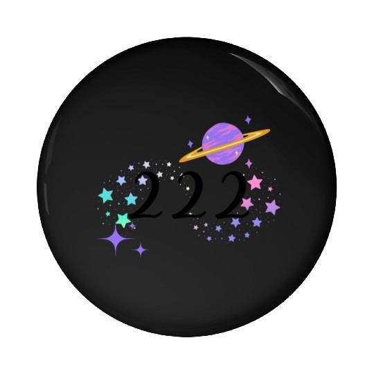 Angel Numbers 222 Purple Saturn with Stars Pin Buttons