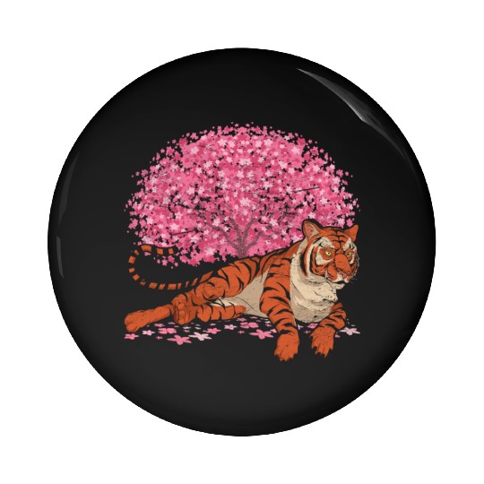 Cherry Blossom Tree Predator Gift Sakura Tiger Pin Buttons