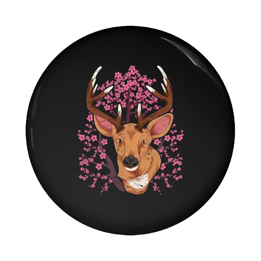 Cherry blossom forest animal gift Sakura deer Pin Buttons
