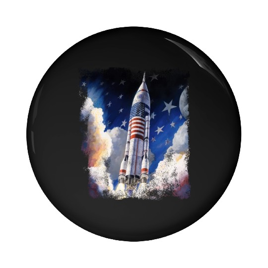 Patriotic Starship US Astronauts Stars and Stripes Pin Buttons